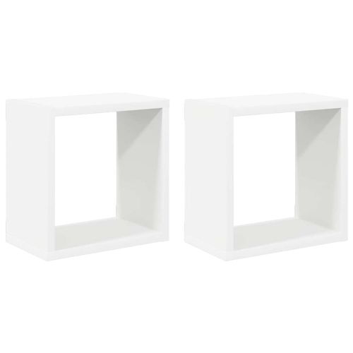 Стенни кубични рафтове, 2 бр, бели, 26x15x26 см