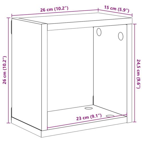 Стенни кубични рафтове, 2 бр, бели, 26x15x26 см