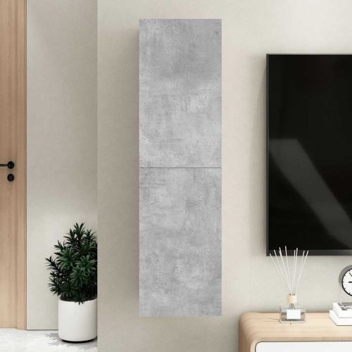 ТВ шкаф, бетонно сив, 30,5x30x110 см, инженерно дърво