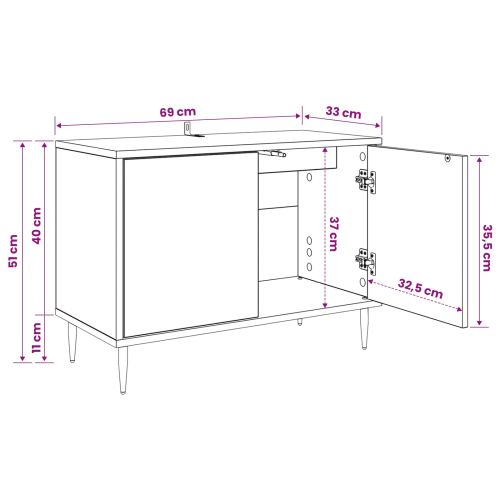 ТВ шкаф LOCHEM 69 x 33 x 50,5 см Черен дъб Инженерна дървесина