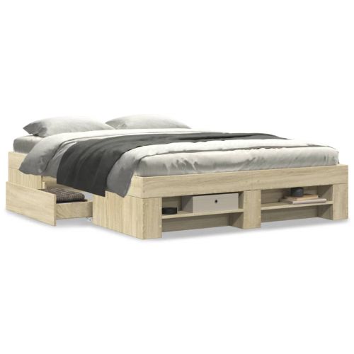 Рамка за легло без матрак сонома дъб 140x190 см инженерно дърво