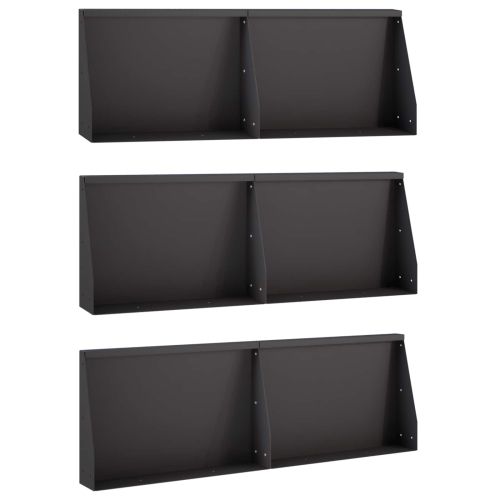 Задържащи стени 6 бр. 60 x 12 x 30 см Стомана Черно