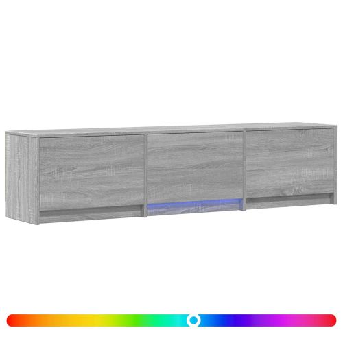 TV шкаф с LED 165x34x40 см Сив Сонома Инженерен дървен материал
