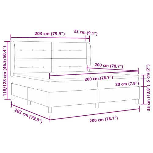 Легло с пружинирана основа Тъмен сив 200 x 200 cm Кадифе