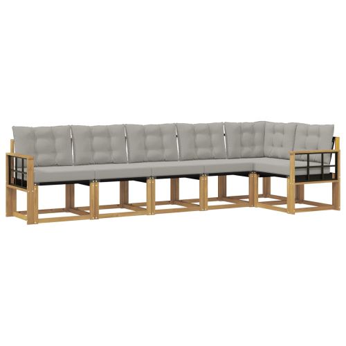 Комплект дивани за открито 6 бр. Бяло и светлосиво