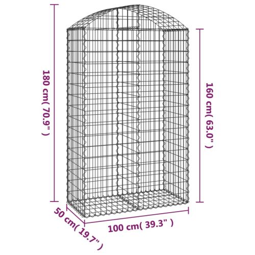 Дъговидна габионна кошница 100x50x160/180 см поцинковано желязо