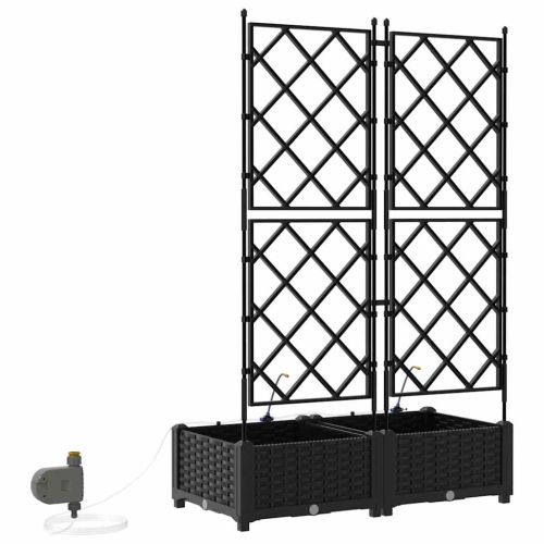 Градинска саксия 2 бр. Черно 80 x 40 x 126 см ПП