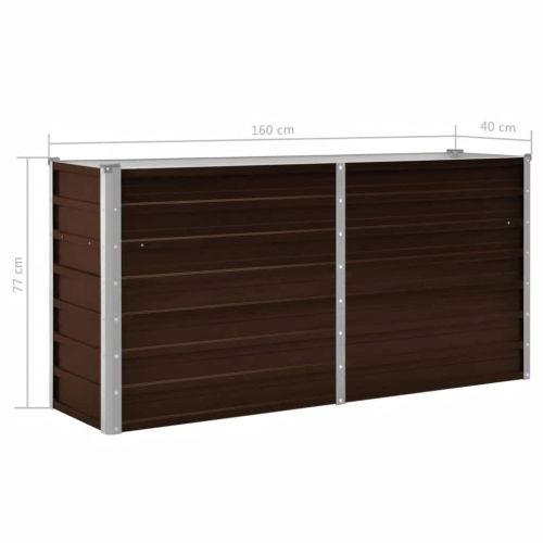 Градинска висока леха кафява 160x40x77 см поцинкована стомана