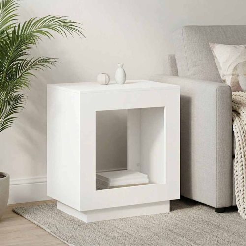 Странична маса Бяло 60 x 40 x 65 см Инженерна дървесина