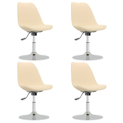 Въртящи се трапезни столове, 4 бр, кремави, текстил