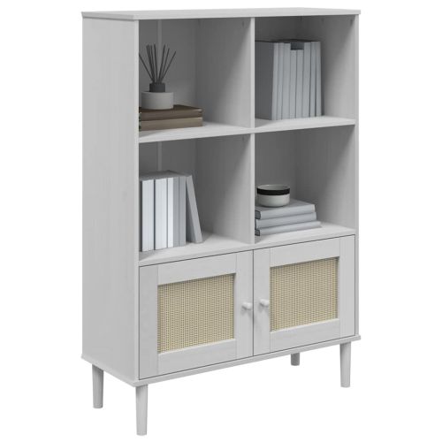 Библиотека SENJA ратанова визия бяла 90x35x130 см бор масив