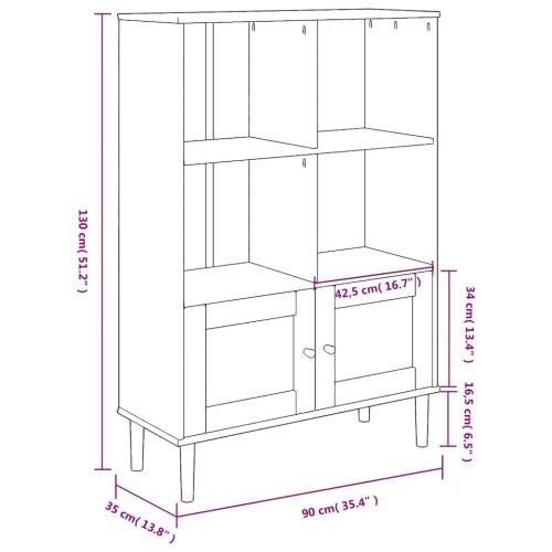 Библиотека SENJA ратанова визия бяла 90x35x130 см бор масив