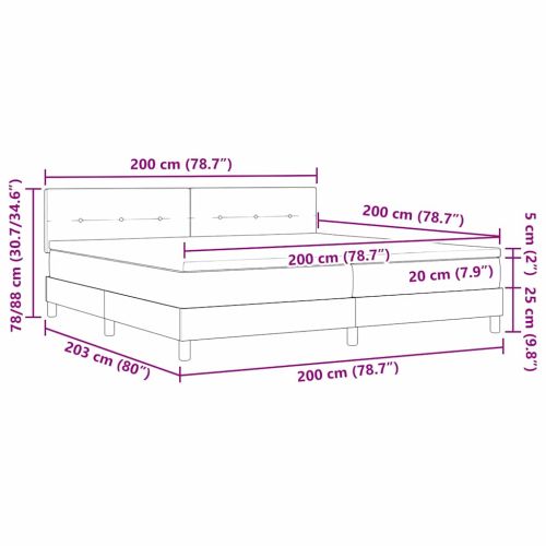 Легло с пружинирана основа с таблото Таупе 200 x 200 cm текстил