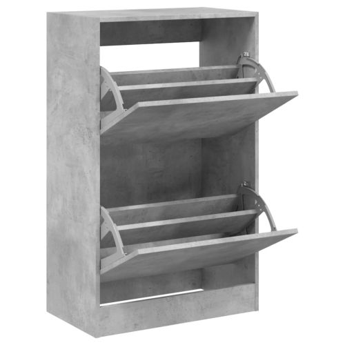 Шкаф за обувки, бетонно сив, 60x34x96,5 см, инженерно дърво