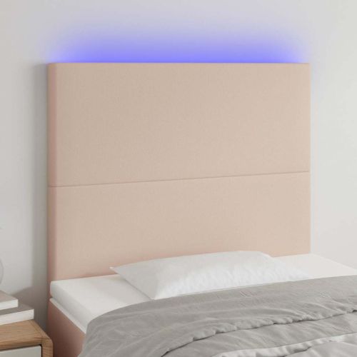 LED горна табла за легло, капучино, 80x5x118/128 см