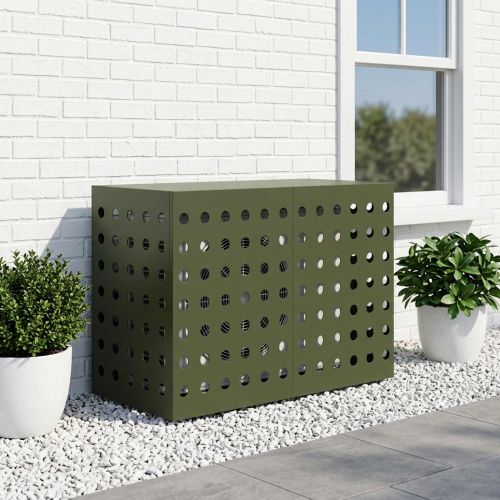 Покритие за климатик Маслиненозелено 90 x 40 x 60 см Стомана