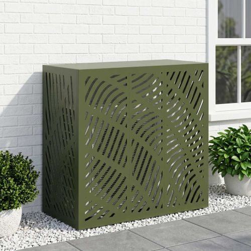 Покритие за климатик Маслиненозелено 110 x 50 x 105 см Стомана