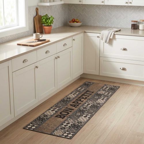Килим за кухня Сив добър апетит 150 x 45 см 100% Полиамид