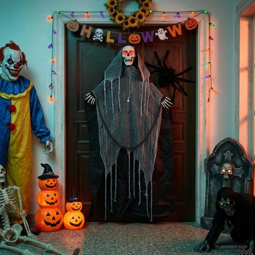 Висящ Мрачен жътвар за Хелоуин SPOOKA Черно 112 x 164 см