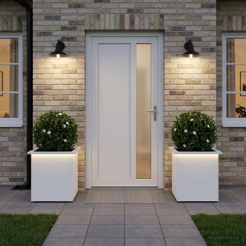 Градинска кашпа с LED осветление 2 бр. Бяло 40 x 40 x 40 cm