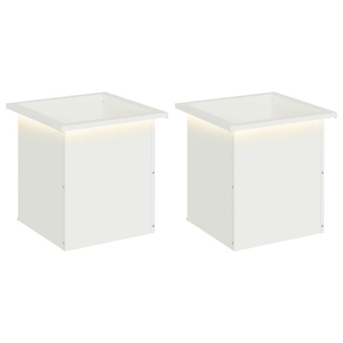 Градинска кашпа с LED осветление 2 бр. Бяло 40 x 40 x 40 cm
