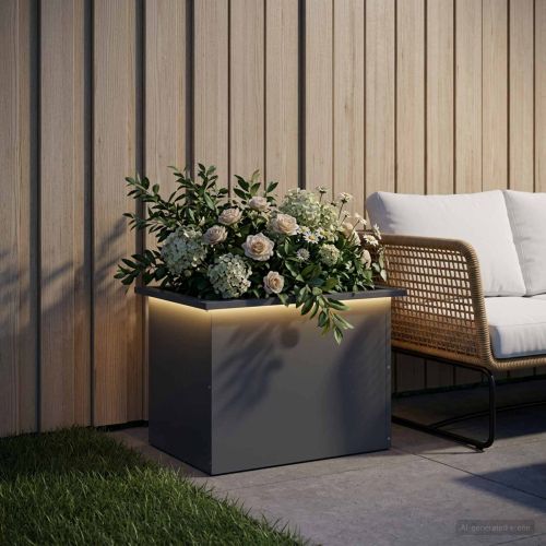 Градинска кашпа с LED осветление Антрацит 40 x 60 x 40 см