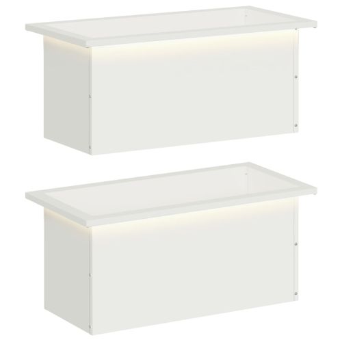 Градинска кашпа с LED осветление 2 бр. Бяло 30 × 60 × 30 см
