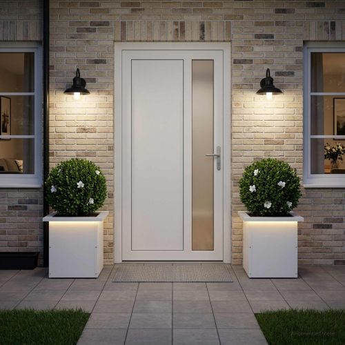 Градинска кашпа с LED осветление 2 бр. Бяло 30 x 30 x 30 cm