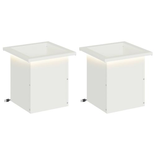 Градинска кашпа с LED осветление 2 бр. Бяло 30 x 30 x 30 cm