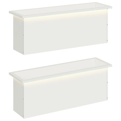 Градинска кашпа с LED осветление 2 бр. Бяло 30 × 100 × 30 см