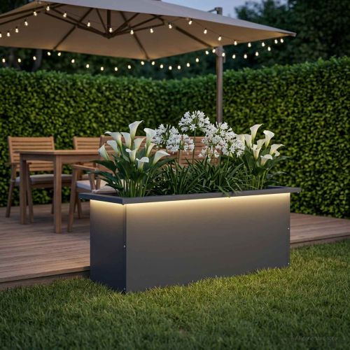 Градинска кашпа с LED осветление Антрацит 30 x 80 x 30 см