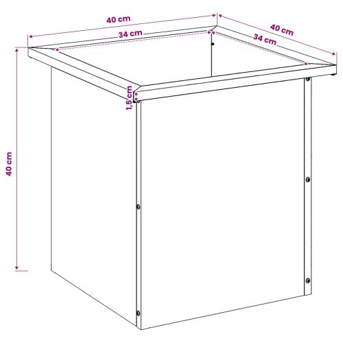 Градинска кашпа с LED осветление Черно 40 x 40 x 40 cm Стомана