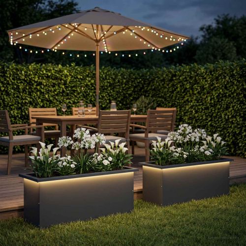 Градинска кашпа с LED осветление 2 бр. Антрацит 30 x 80 x 30 см