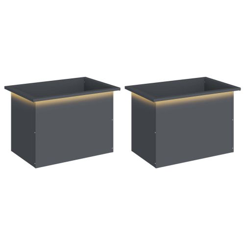 Градинска кашпа с LED осветление 2 бр. Антрацит 40 x 60 x 40 см