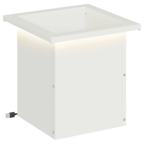 Градинска кашпа с LED осветление Бяло 30 x 30 x 30 cm Стомана