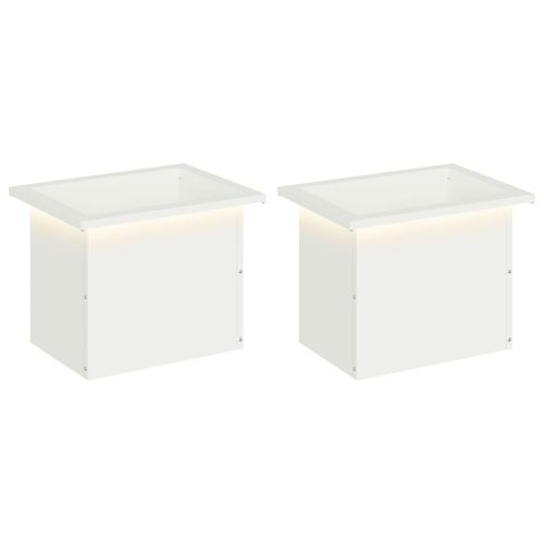 Градинска кашпа с LED осветление 2 бр. Бяло 30 × 40 × 30 см