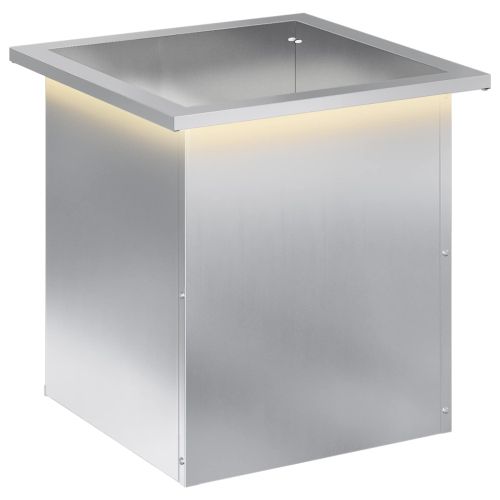 Градинска кашпа с LED осветление Сребристо 40 x 40 x 40 cm
