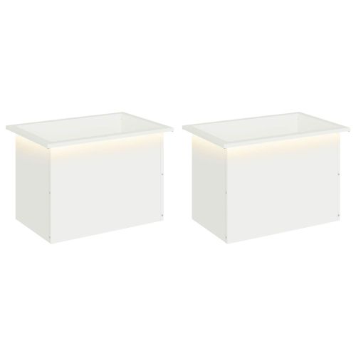 Градинска кашпа с LED осветление 2 бр. Бяло 40 × 60 × 40 см