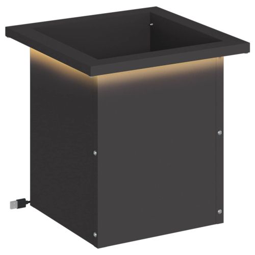 Градинска кашпа с LED осветление Черно 30 x 30 x 30 cm Стомана