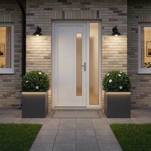 Градинска кашпа с LED осветление 2 бр. Антрацит 40 x 40 x 40 cm