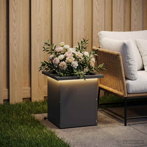 Градинска кашпа с LED осветление Антрацит 30 x 30 x 30 cm