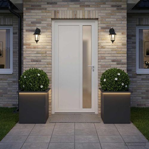 Градинска кашпа с LED осветление 2 бр. Черно 40 x 40 x 40 cm