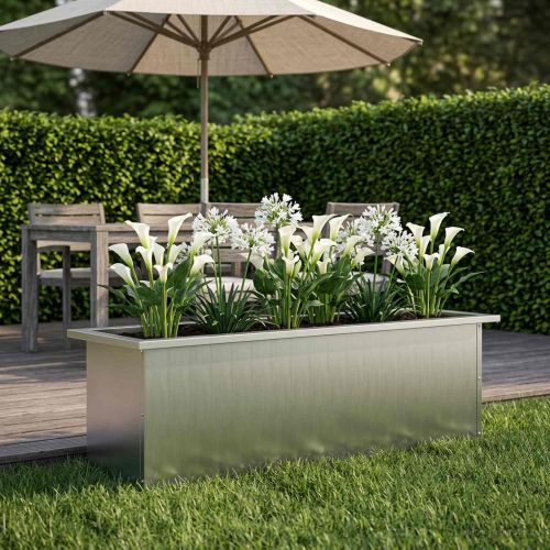 Градинска кашпа с LED осветление Сребристо 30 × 100 × 30 см
