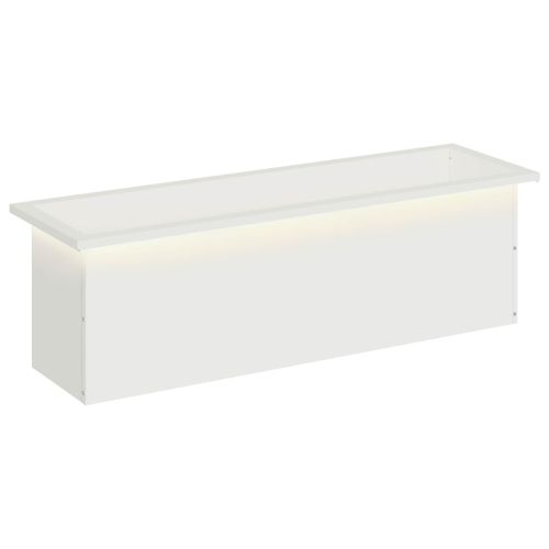 Градинска кашпа с LED осветление Бяло 30 × 100 × 30 см Стомана