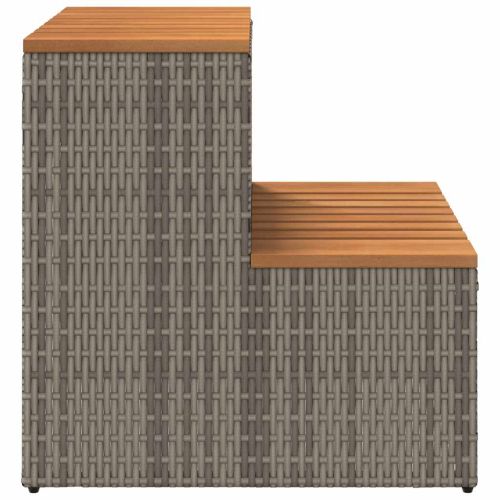 Стъпало за джакузи сиво 50x50x50,5 cm Поли ратан масивна акация