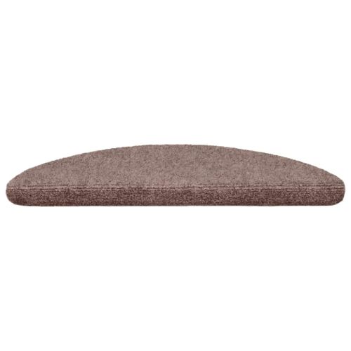 Постелки за стълби, самозалепващи се, 15 бр., 56x17x3 см, светлокафяви, полукръгли