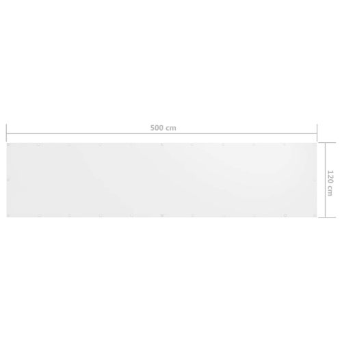 Балконски параван, бял, 120x500 см, оксфорд плат