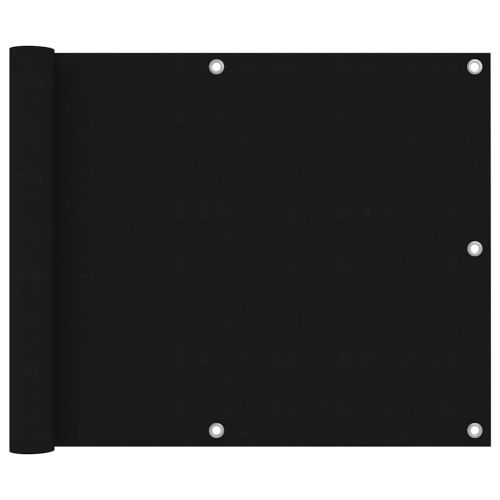 Балконски параван, черен, 75x400 см, плат оксфорд