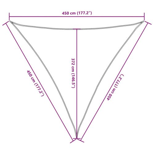 Платно-сенник, Оксфорд текстил, триъгълно, 4,5x4,5x4,5 м, бяло