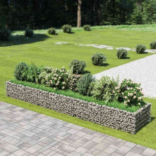 Габион повдигната леха, поцинкована стомана, 450x90x50 cм